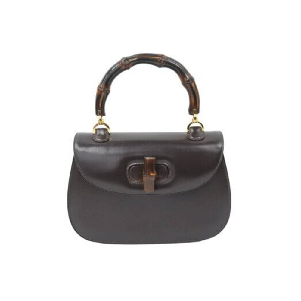 Gucci Banboo Handbag Brown Calfskin Leather